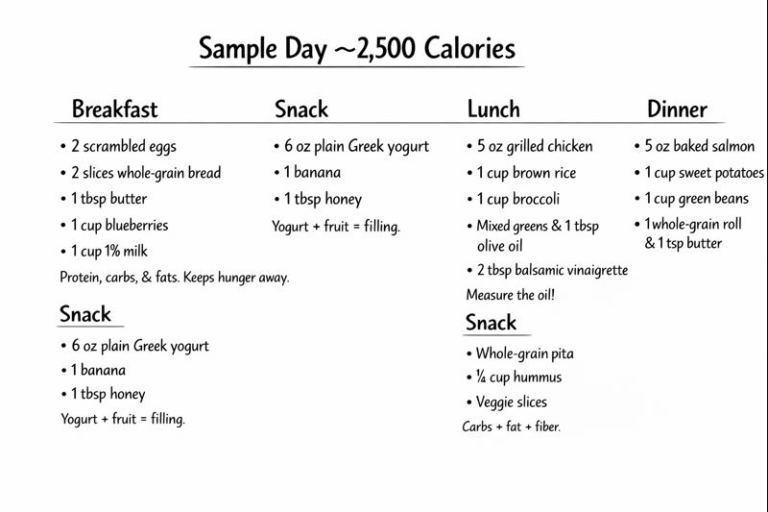 2500-Calorie Meal Plan: Simple and Help you to Gain Weight