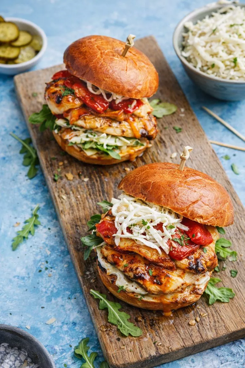 15-Minute Chicken & Halloumi Burgers