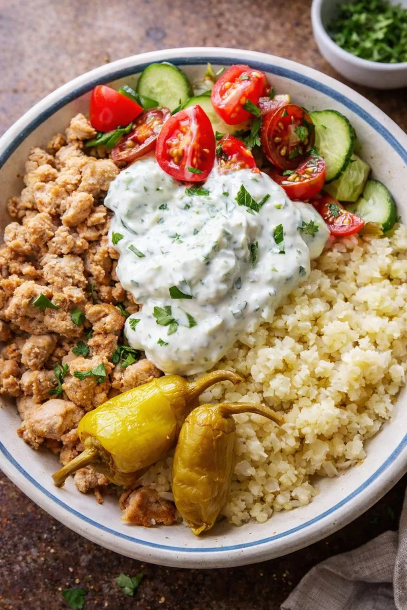 Low-Carb Turkey Gyro Bowl