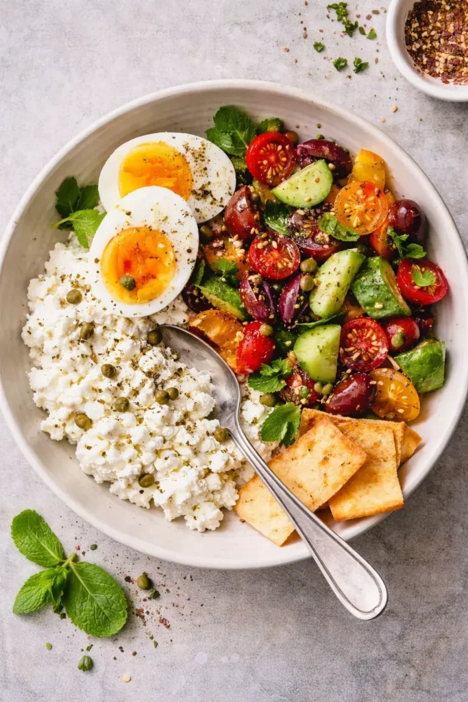 Mediterranean Cottage Cheese Salad Bowl